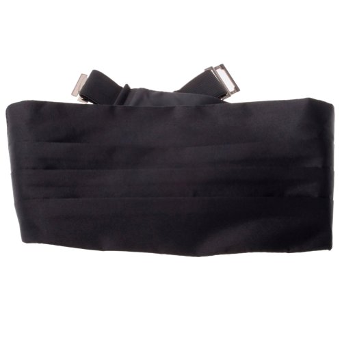 TopTie Herren Kummerbund verstellbar Smoking Accessoires aus Satin- Schwarz
