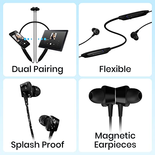 Image of ZEBRONICS Yoga N3 with 46 Hours Backup,Bluetooth V5.2 Wireless Headphones Neckband,Enc Calling,Gaming Mode (Upto 50Ms),Voice Assistant,Dual Pairing,Splash Proof&Type C (Black),in Ear
