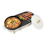 NaMaSyo Elektrischer Hot Pot 1700W Elektrischer Rauchfreier Grill und Hot Pot Professional Set mit Separater Doppelter Temperaturregelung & Antihaftbeschichteter Pfannen für 3-8 Personen