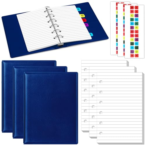 Mini classeur A7 à 6 anneaux Ireer avec recharge papier ligné et intercalaires alphabet