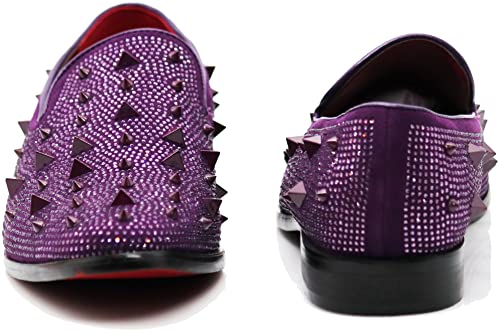 Image of SPK24 Men Vintage Spikes Sparkle Formal Tuxedo Stage Fashion Slip On Loafer Dress Shoes