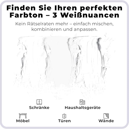 spot. Ausbesserungsfarbe, mattes Finish, für Schränke, Wände, Fenster, Türen und Möbel, 3-Farben-Set passend zu 90% der Oberflächen, Weiß, 3 Stück