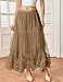 COZYPOIN Maxi Tulle Skirts for Women Elastic High Waisted A Line Long Layered Tutu Mesh Ruffles Tiered Flowy Fairy Skirt(Khaki-S)