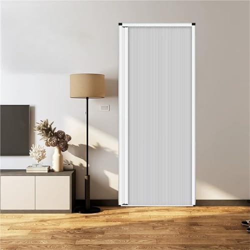 Puerta de acordeón interna, puerta plegable de aleación de aluminio, ahorra espacio, partición de armario de acordeón, fácil instalación, retráctil (blanco, individual, 27.6 x 71.8 pulgadas)