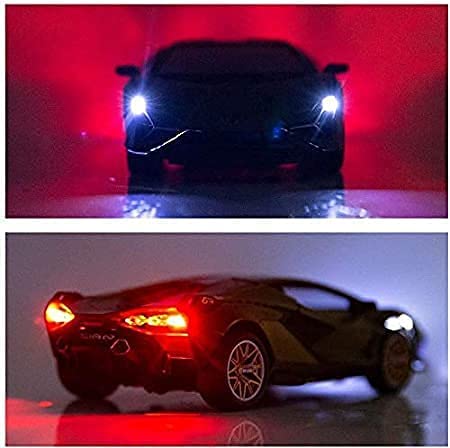 Image of 4 Wheel Drive Metal Car Pull Back With Openable Doors, Engine Cover, Tail With Front And Rear Light & Music Great Gift For Boys And Girls Above (Lamborghin),Olive