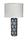 Jamie Young Company Neva Blue & White with Classic Drum Shade Table Lamp, White Linen