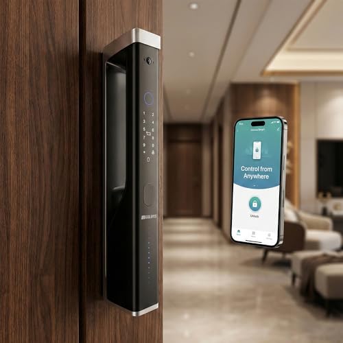 GOLENS X9 Luxury Smart Door Lock for Wooden Doors | Digital Keyless Entry | Fingerprint | Inbuilt Wi-Fi | PIN | RFID Card | Mobile App Control | Mechanical Key | LCD Display with Camera | 5-Bolt