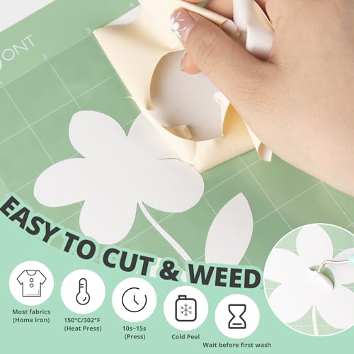 Image of HTVRONT Heat Transfer Vinyl Rolls - 12 inch x 20ft Cream Iron on Vinyl for Shirts, HTV Vinyl for All Cutting Machines - Easy to Cut & Weed for HTV Heat Transfer Design (Cream)