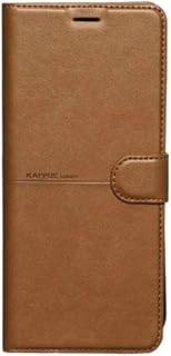 جراب بمسند جلدي فاخر قابل للطي بالكامل لهاتف هواوي Y7-Y7 برايم 2019 مع حزام اغلاق مغناطيسي يتضمن حافظة داخلية من السيليكون والبولي يوريثين الحراري حماية عالية لهواوي Y7-Y7 6.26 قدم بني