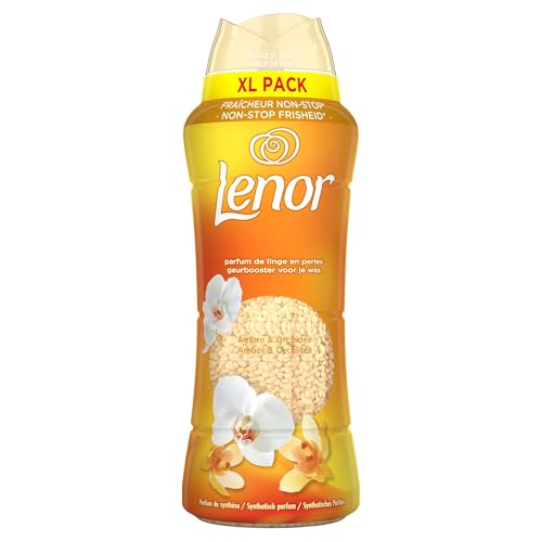 Lenor Parfum De Linge En Perles, Environ 41 Lavages (495g), Parfum Ambre Et Orchidée, Jusqu'à 12 Semaines de Fraîcheur Continue, Même Dans L'Armoire, Intensité Personnalisable, Grand Format