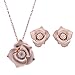 OUFO Rose Gold Plated Flower Rhinestone Necklace Earring Women Fashion Jewelry sets (2209)