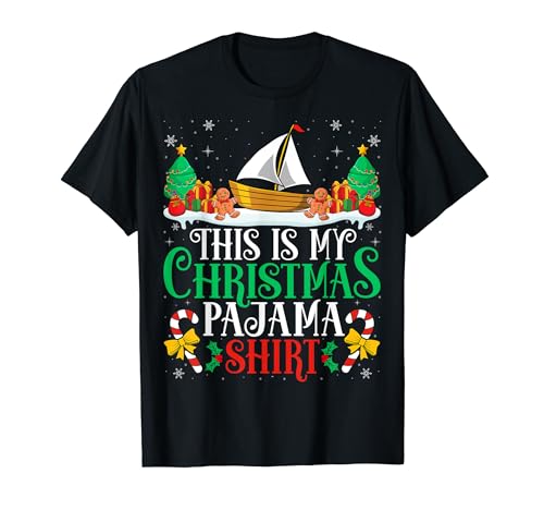 Sailing Christmas Pajama Shirt Sailboat Sailor Xmas Party Camiseta