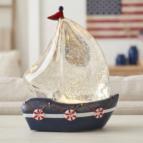 Patriotic Sailboat Snow Globe Lantern