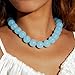 Colorful Acrylic Round Beaded Choker Necklace Handmade Adjustable Resin Chunky Candy Color Beads Necklace Bohemia Geometric Statement for Women Costume Party Summer Vacation Jewelry Gifts-Light blue