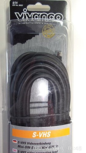 Vivanco S-VHS video cable, 5m cable S-vídeo S-Video (4-pin) Negro - Cables S-vídeo (5m, 5 m, S-Video (4-pin), S-Video (4-pin), Negro, Macho/Macho)