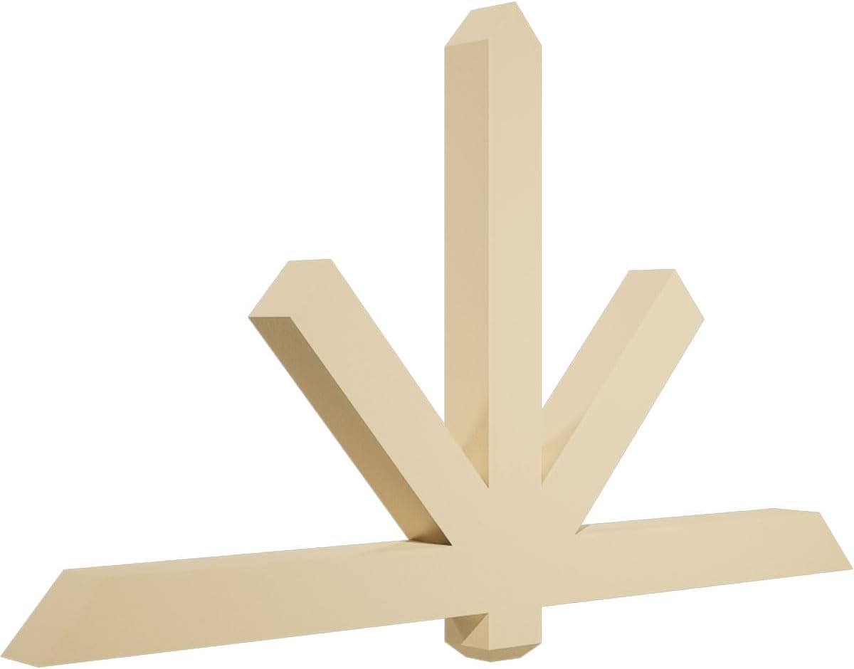 60"W x 35"H x 4"D x 4"F, 14/12 Pitch, Kennewick Signature Urethane Gable Bracket, Primed Tan