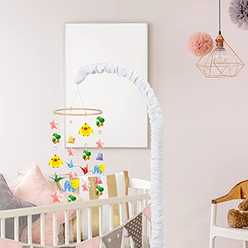 Tatuo 2 Pieces Nursery Crib Mobile Arm Cover Baby Crib Mobile Bed Bell Holder Cover Infant Music Box Toy Holder Cover Wind Chime Bracket Fabric Cover for Crib Mobile Arm DIY Mobile (White)