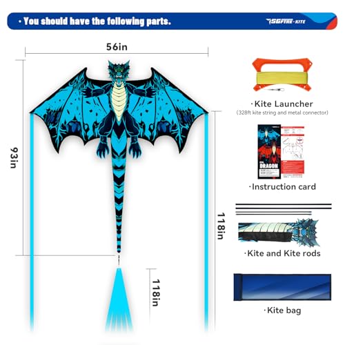image for SGftre Complete Kite with Handle, Line & Accessories,Easy to Fly for K