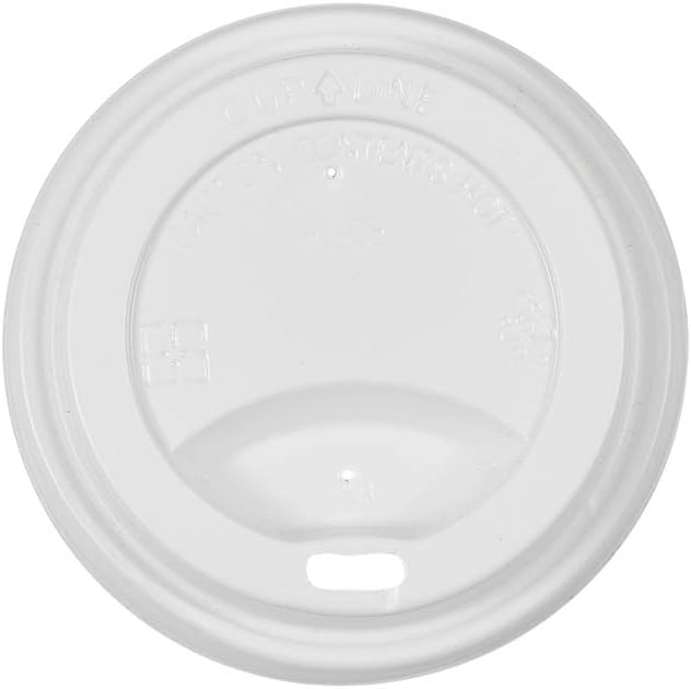 (50 Count) 8 oz Dome Lids, White Plastic Dome Lids, Fit Most 8-Ounce Hot Cups, Disposable Travel Lids for Coffee Cups by Tezzorio