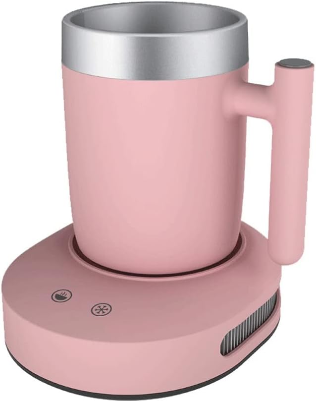 Cup Cooler,Coffee Tea Drinks Mug Warmer Cooler Desktop Heating and Cooling Beverage Plate For Water,Milk,Beer (Color : Pink)