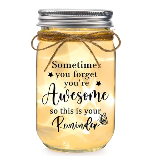 Jelershy Birthday Gifts for Women - You are Awesome Mason Jar Night Lights for Woman Thank You Inspirational Encouragement Cheer Up Gift for Friend Coworker Nurse Teacher Retirement
