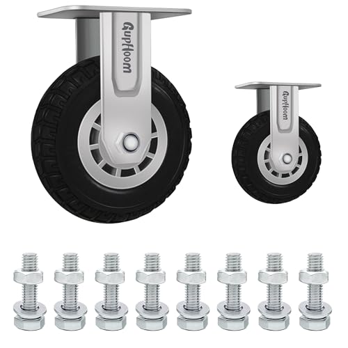 GupHoomゴム 車輪 キャスター プレート式 自在キャスター 大型 重荷重用型 360度回転 低デシベル 2個セット ストッパー付き 家具用 台車 交換用キャスター 車輪径100mm(4インチ) 耐荷重800KG (GH-JPW-15C-09F)