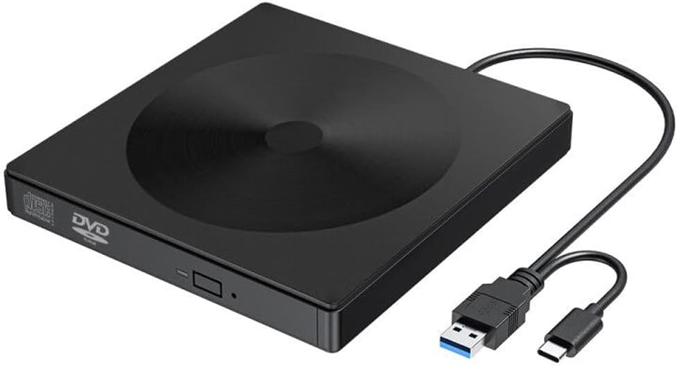 USB3.0 External CD DVD Drive, Type C Portable CD / DVD-RW Writer Burner, Low Noise High Speed Data Transfer, Compatible with Laptop, Desktop, Windows XP / 2003 / Vista / 7 / 8 / 10 / Mac OS