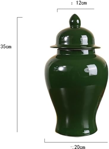 Miniatura 2 de Tarro de templo de jengibre, tarro decorativo de jengibre de cerámica verde con tapa, tarros de porcelana decorativos chinos tradicionales con