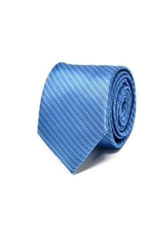 Cravate homme à rayures bleu 100% soie haut de gamme élégante