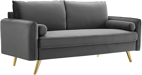 Modway Sofá de terciopelo Revive Performance, gris