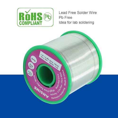 Image of Lead Free Solder Wire 0.5mm Fine Electronic Solder Wire 0.02inch, Tiny Leadfree Solder Wire 1 Pound, Thin Gauge Solder Wire, No Lead Rosin Flux Core flow Alloy Soldering Sn99 Ag0.3 Cu0.7