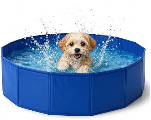 ADEPTNA Foldable Pet Paddling Pool Portable PVC Dog & Cat Bathing...