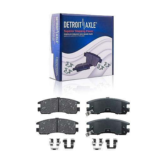Image of Detroit Axle - Rear Brake Pads for Buick Regal LeSabre Park Avenue Riviera Cadillac DeVille Seville Chevy Lumina Monte Carlo Aurora Regency Pontiac Grand Am Saturn SC Brake Pads w /Hardware Replacement