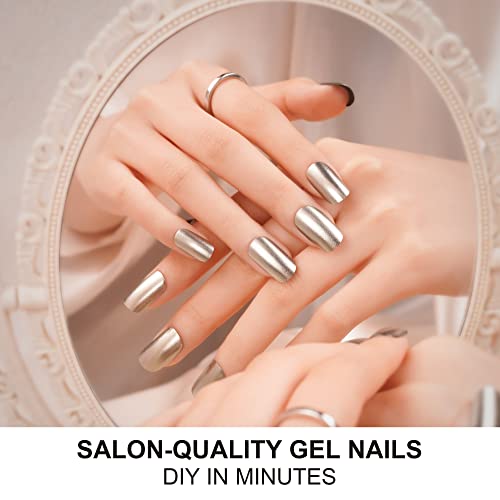 Danni & Toni Glazed Donut Nails (Black Tie Affair) Semi Cured Gel Nail Strips Metallic Mirror Gel Nail Stickers Glazed Nail Strips 28 Stickers #TOP1