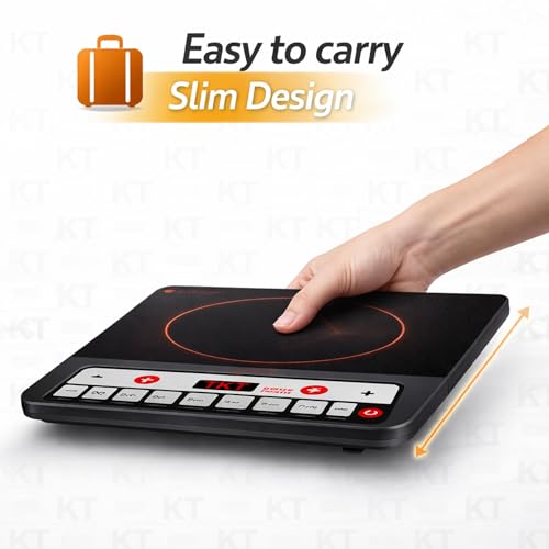 Image of DRUMSTONE ( 2026 Brings 15 Years Warranty ) 2000W Induction Cooktop with 4 Digit Display, Slide Control, 9 Power Levels, Timer & Overheat Protection | Portable Electric Stove