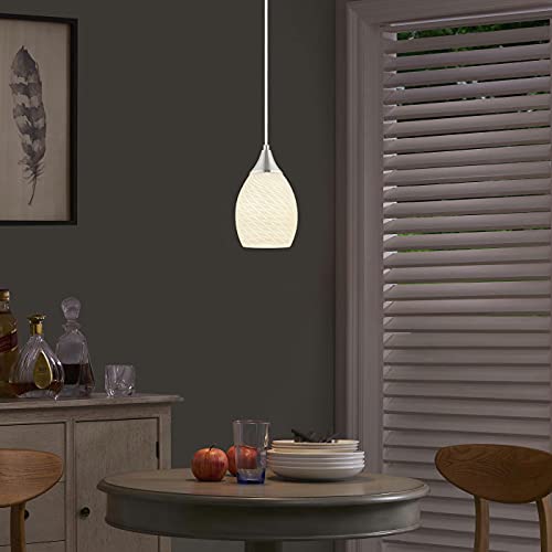 Glassland Pendant Light, 1 Light Kitchen Lighting In Brushed Nickel With White Glass, Etl Listed #TOP2
