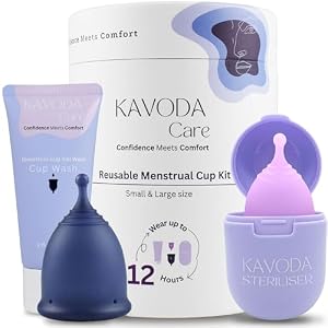 Menstrual Cups with Sterilising Cup & Gel Wash – Reusable, Easy to Use, Pack of 2 in Small & Large Size