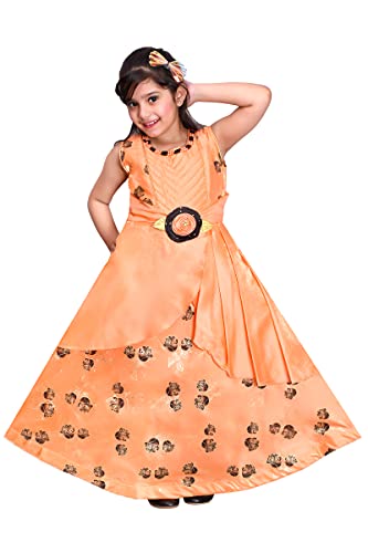 Image of Sky Heights Girl's Silk Blend Fit and Flare Maxi Wedding Dress