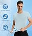 SPVISE Light Blue Men's Compression Shirt Crewneck Short Sleeve Athletic Undershirts Quick Dry Base Layer Top for Gym Workout