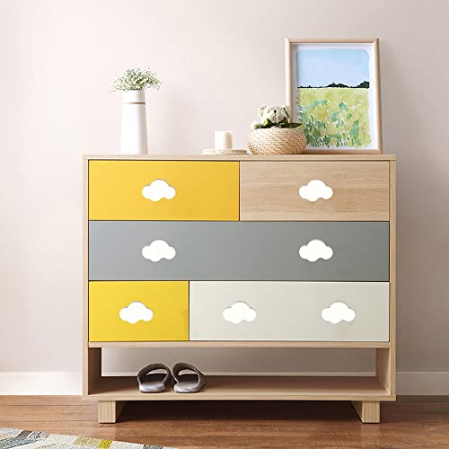 Nifocc 6 Stück Kinderzimmer Schrankknöpfe Wolken Form Schubladeknöpfe Weiche Gummi Möbelgriff Knöpfe für Schränke Schubladen Kleiderschrank Kommode - Weiß