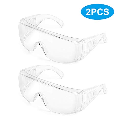 Deyard Occhiali di Sicurezza Resistenti Agli Schizzi e Anti-appannamento Indossabili Sopra gli Occhiali da Vista con Nasello Morbido, leggeri e comodi da Indossare (2 Pcs)