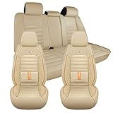 VIUDMEK Full Set Car Seat Covers for Chevrolet SS/Trailblazer/Trailblazer EXT/Traverse/Malibu/Malibu Hybrid/Volt,Automobile Seat Protectors(Beige&Orange,Standard)