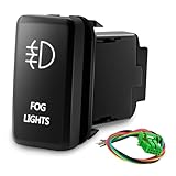 MNJ Motor White FOG LIGHTS Symbol Push Switch with Wiring Kit for Toyota (Surface Size 1.54 x 0.83 inches)