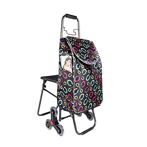 HFJKD Shopping Trolleys Shopping Cart Grocery Shopping Cart Folding Cart Luggage Cart Climbing Stairs Shopping Cart Household Trolley Removable and Washable Bearing 30KG Cover