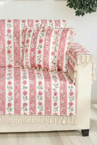 Image of ishro home Premium Sofa Cover 3 Seater Protecter with 2 Handle Covers - Soft European Standard Fabric, Frill Design, Machine Washable | (Paisley Fiesta, 3 Seater)