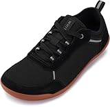 WHITIN Men's Wide Toe Box Barefoot Shoes Zero Drop Width Minimalist Sneaker Knit Size 8 Knit Fashion Gym Workout Trainer Indoor Black Gum 41