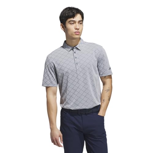 adidas Men's Ultimate365 Hounds Jacquard Polo Shirt, White/Collegiate Navy, X-Large