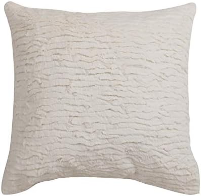 Amazon Brand - Umi 100% Polyester Cushion Cover, Soft Shaggy Plush Decorative Square Pillow Case for Livingroom Sofa Bedroom Car with Invisible Zipper,2-Pack,45x45cm,Cream