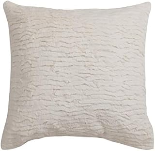 Amazon Brand - Umi 100% Polyester Cushion Cover, Soft Shaggy Plush Decorative Square Pillow Case for Livingroom Sofa Bedroom Car with Invisible Zipper,2-Pack,45x45cm,Cream