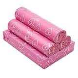 9.8x13.8 inches New upgraded Recycled Material Shipping Bags, 100 Pack, Pink Heart Decorative Print